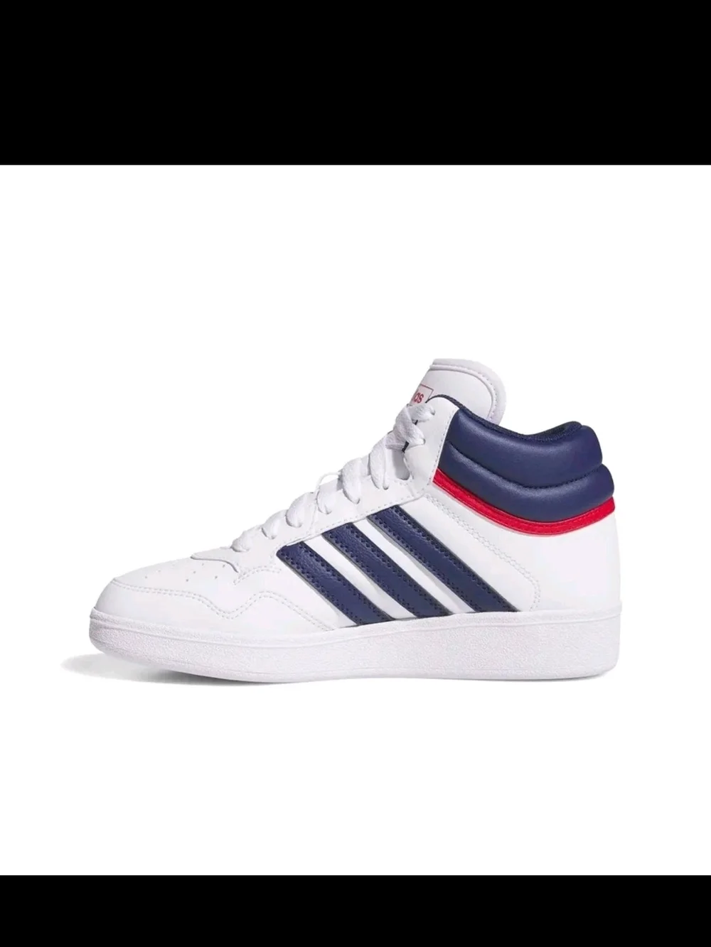 adidas Kids' White & Navy Hoops Mid-Top Sneakers
